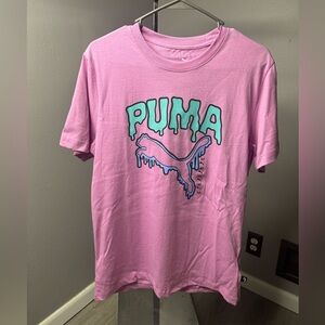 Puma Pink Tee with Teal Drip Logo